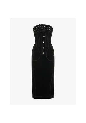 Womens Oude Waag Retro Bustier Corduroy Midi Dress