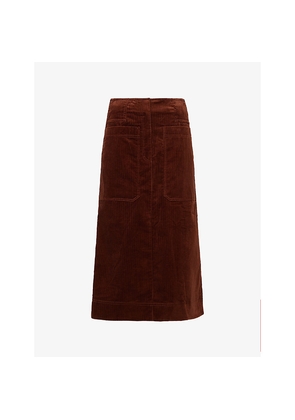 Womens Me And Em Corduroy A-Line Cotton Midi Skirt