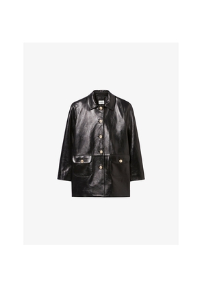 Womens Claudie Pierlot Button-Down Relaxed-Fit Leather Jacket