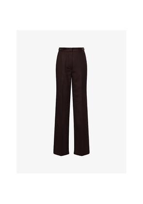 Womens Gabriela Hearst Vesta Straight-Leg Brushed Silk Trousers