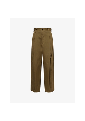 Womens Uma Wang Pleated Wide-Leg Cotton Trousers