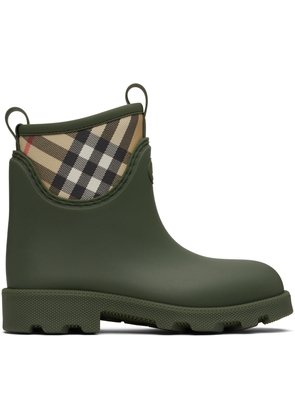 Burberry Green Rubber Marsh Stamp Low Boots