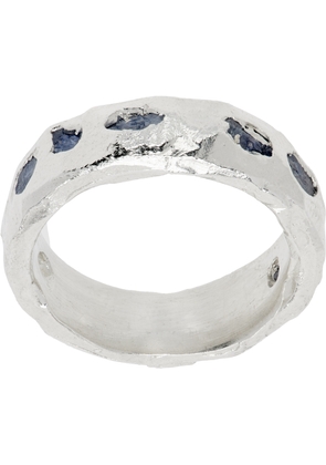 The Ouze Raw Blue Scatter Band Ring