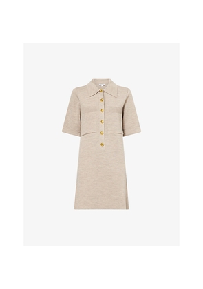 Womens Veronica Beard Madden Short-Sleeves Wool Mini Dress