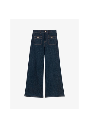 Womens Maje Patch-Pocket Straight-Leg Stretch-Denim Jeans