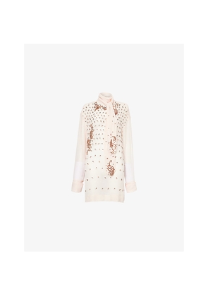 Womens Dries Van Noten Chads Embellished Sheer Woven Shirt