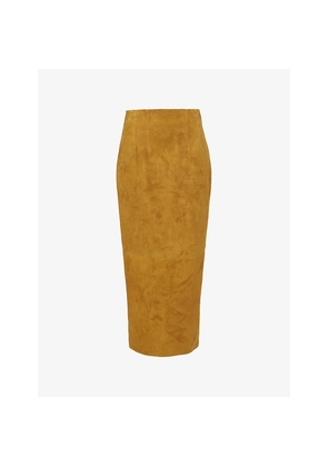 Womens Khaite Loxley High-Waist Suede Midi Skirt