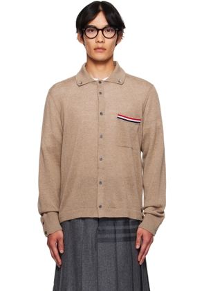 Thom Browne Beige Merino Wool Jersey Stitch Long Sleeve Shirt