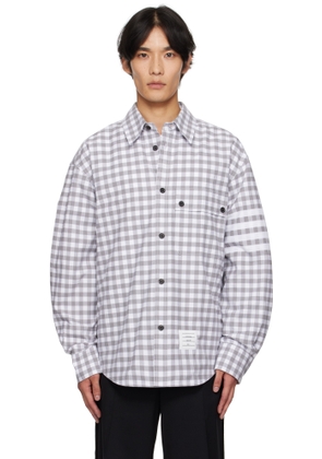 Thom Browne Gray 4-Bar Gingham Shirt