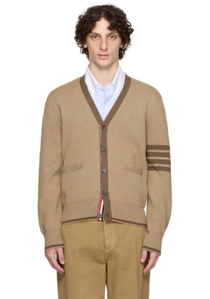 Thom Browne Brown Milano Stitch 4-Bar V-Neck Cardigan