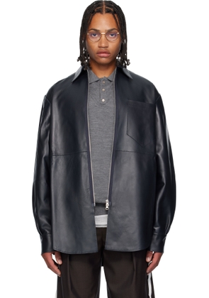 SONIA CARRASCO Navy Zipped Leather Jacket