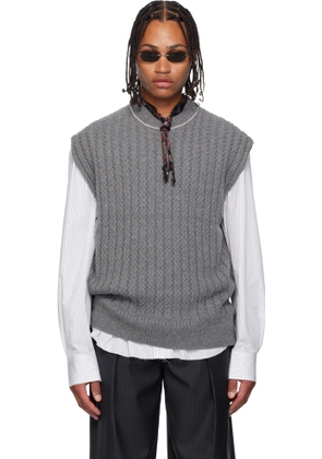 SONIA CARRASCO Gray Cable Knit Sweater Vest