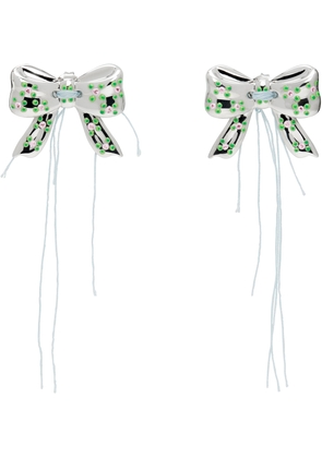 I'm Sorry by Petra Collins SSENSE Exclusive Silver D'heygere Edition Bow Button Earrings