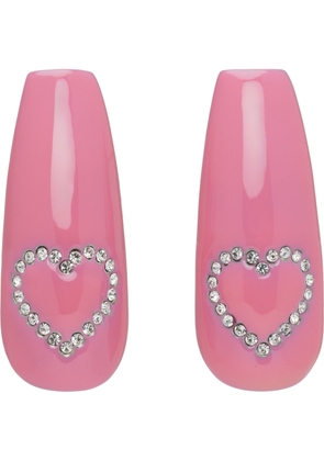 I'm Sorry by Petra Collins SSENSE Exclusive Pink & Silver D'heygere Edition Heart Nail Earrings
