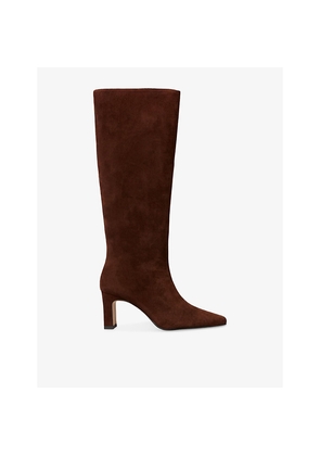 Womens Claudie Pierlot Pointed Suede Heeled Knee-High Boots