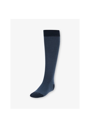 Mens Boggi Milano Oxford Long Cotton-Blend Socks