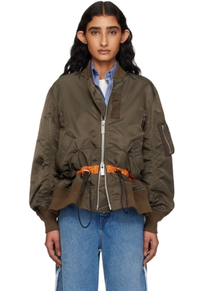 sacai Khaki Nylon Twill Blouson Bomber Jacket