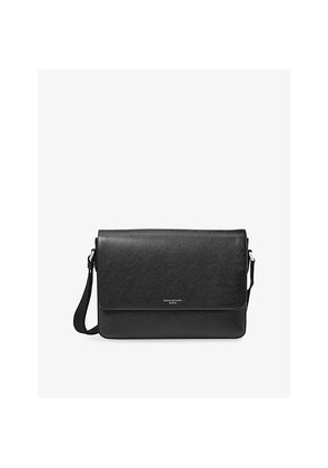 Mens Aspinal Of London Slim Postman Saffiano-Leather Messenger Bag