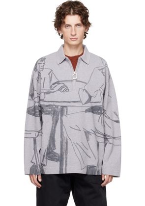 JW Anderson Gray Printed Rugby Polo