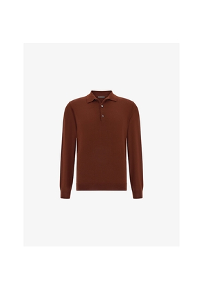 Mens Boggi Milano Long-Sleeve Knitted Merino-Wool Polo Shirt