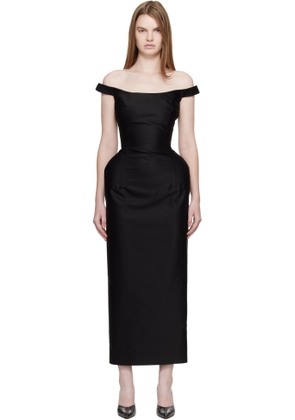 Magda Butrym Black Off-Shoulder Hip Pad Maxi Dress