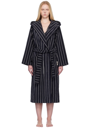 Tekla Black & White Terry Hooded Bathrobe
