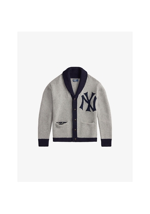 Mens Polo Ralph Lauren Yankees Logo-Embroidered Wool-Blend Cardigan