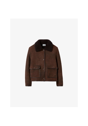 Womens Claudie Pierlot Collared Regular-Fit Shearling Coat