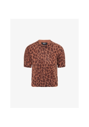 Womens Me And Em Leopard Slim-Fit Wool and Cashmere T-Shirt