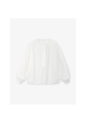Womens The White Company Round-Neck Relaxed-Fit Woven Blouse