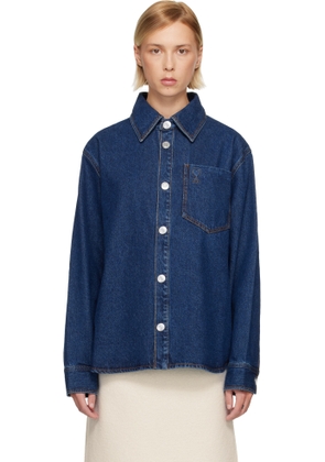 AMI Paris Blue Cotton Ami de Coeur Denim Overshirt