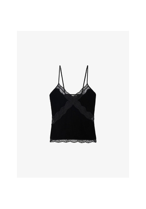 Womens Zadig&Voltaire Cishi Lace-Embroidered Velvet Cami Top