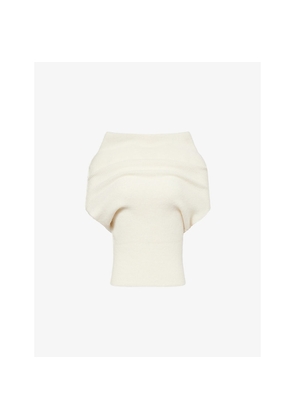 Womens Rick Owens Crater High-Neck Rib-Knit Wool Top