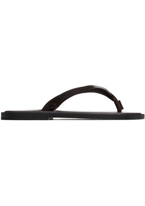 AURALEE Brown Leather Tong Flip-Flops