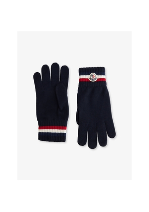 Mens Moncler Striped Brand-Patch Wool Gloves