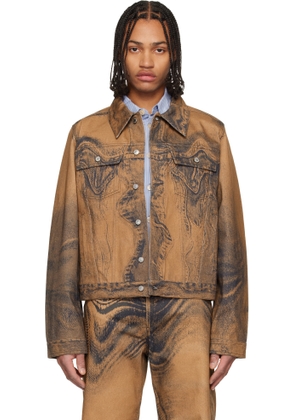 CAMPERLAB Brown Distorted Print Denim Jacket