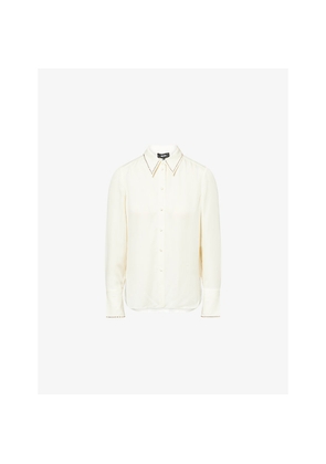 Womens Me And Em Sequin-Embellished Tuxedo Silk Shirt