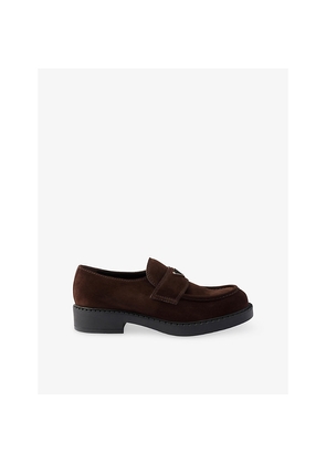 Mens Prada Triangle-Logo Suede Loafers