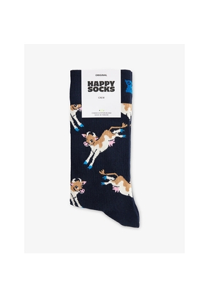 Mens Happy Socks Cow Crew-Length Cotton-Blend Socks