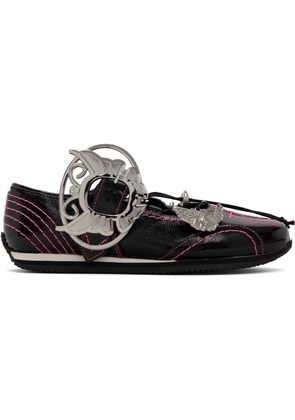 Chopova Lowena Black & Pink Butterfly Marta Mary Jane Ballerina Flats