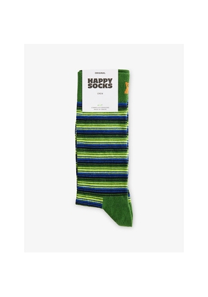 Mens Happy Socks Striped Cotton-Blend Crew Socks