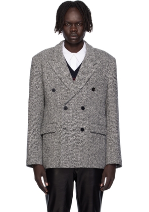 Ernest W. Baker Black & White Six Button Double-Breasted Blazer