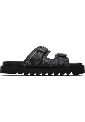 Toga Virilis Black Leather Sandals