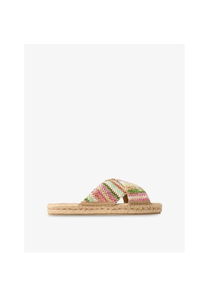 Womens Jimmy Choo Aciel Striped Raffia Flat Sandals