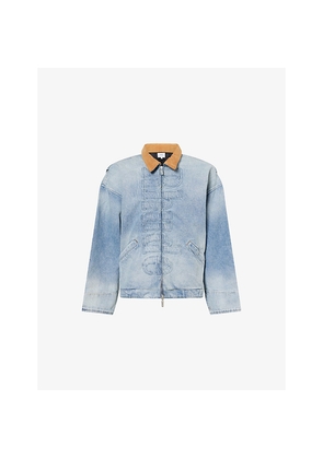 Mens Rhude Logo Cord Collar Denim Jacket