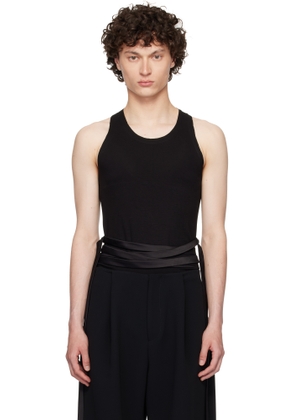 AARON ESH Black Satin Tie Jersey Tank Top