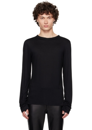 AARON ESH Black Satin Trim Long Sleeve T-shirt