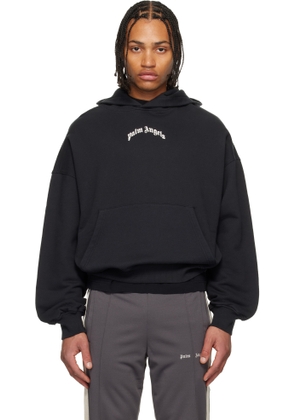 Palm Angels Black Curved Logo Loose Hoodie