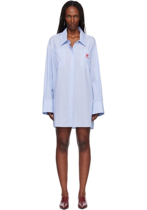 Off-White Blue Striped Poplin Shirt Minidress