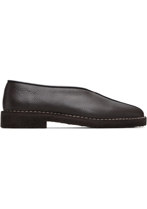 LEMAIRE Brown Piped Crepe Slipper Loafers